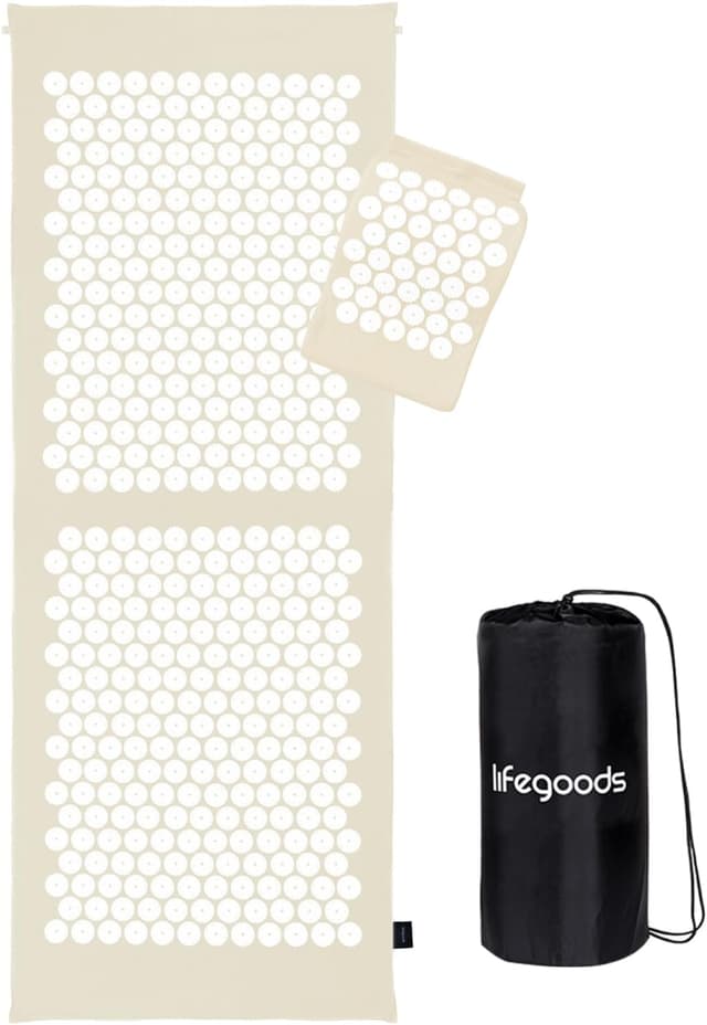 Detalle de LifeGoods Akupressurmatte XL mit Kissen – Akkupressurmatte gegen Verspannungen in Rücken, Nacken & Schultern