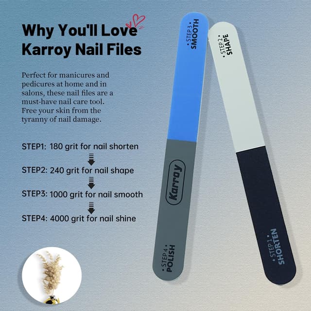 Detalle 2 de Karroy Nail File and Buffer for Natural Nails (Dual Sided, 4 Steps) — 20-Piece Set