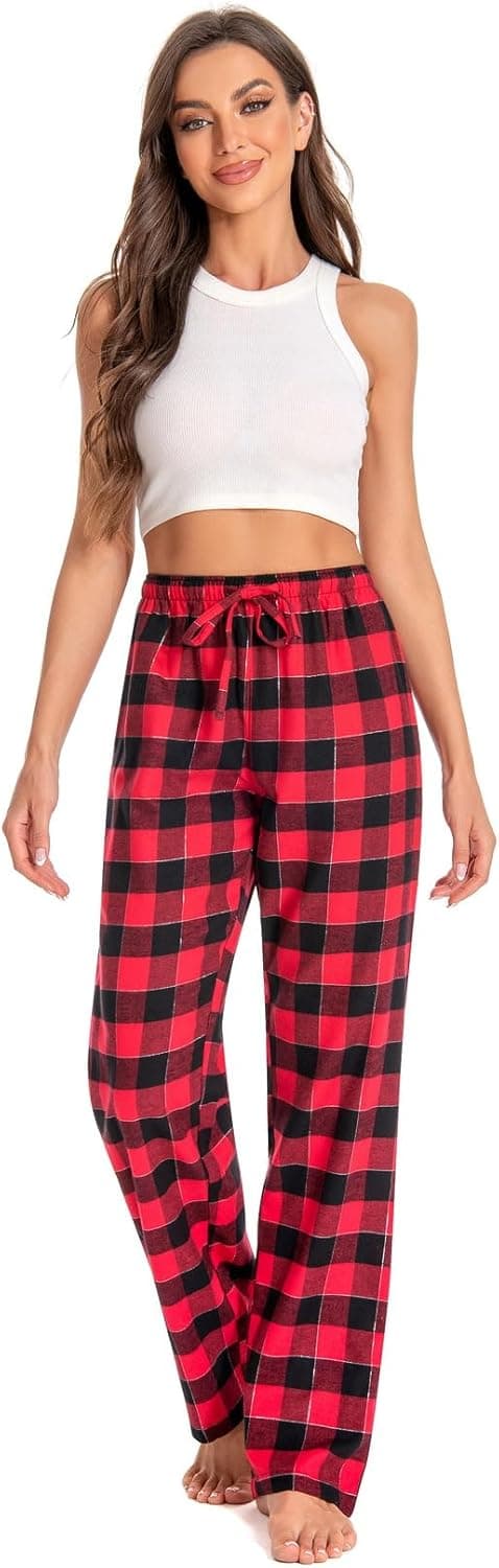 Detalle de JTPW Damen Pyjama- oder Lounge-Bottoms aus 100% Baumwollflanell mit Taschen
