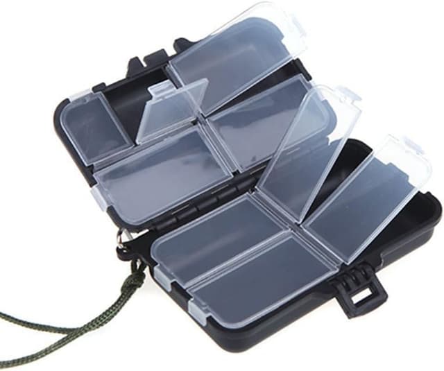 Detalle de LUOEM Angelkoffer für Zubehör aus Kunststoff mit 9 Fächern, schwarz/transparent