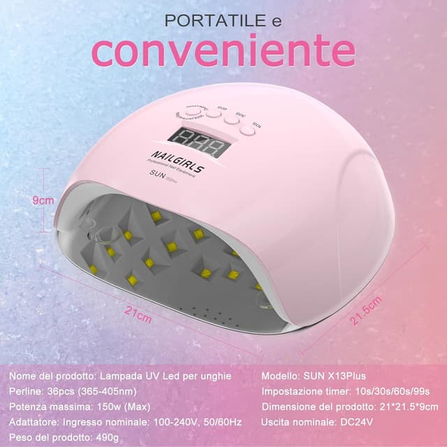 Detalle de NAILGIRLS Lampada UV per unghie 150W LED