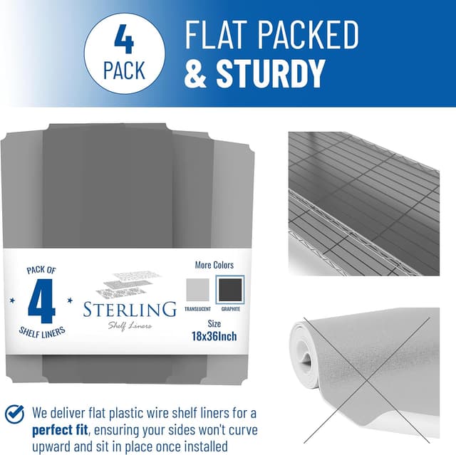 Thumbnail 3 de Sterling Shelf Liners 18x36 Clear for Wire Shelving