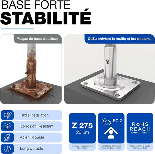 Detalle de Plaque de base d’échafaudage GeZu Impex 135×110×120 mm galvanisée (lot de 16) – compatible style Baker