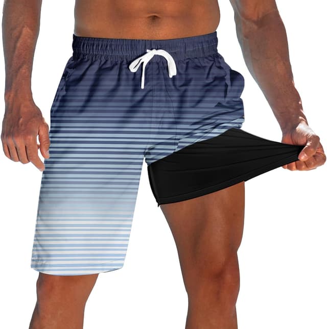 Detalle de westwolf Men's Swim Trunks with Compression Liner 9" Quick Dry Board Shorts