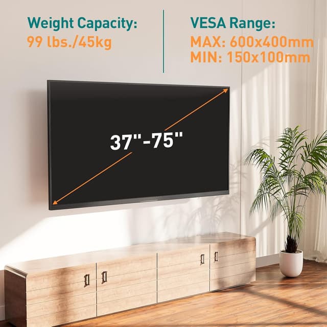 Detalle de ELIVED EV1036 support mural TV extra long à bras articulé (813 mm), VESA 600 x 400, jusqu’à 45 kg