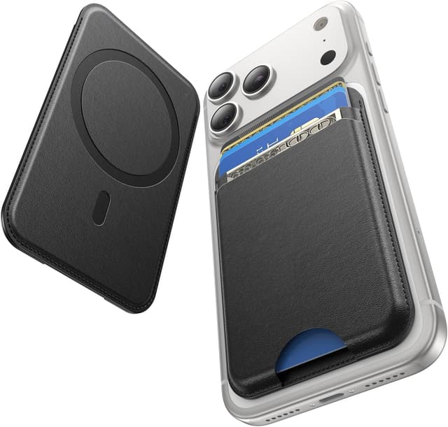 Detalle de Fanseesy MagSafe Wallet 5 Card Holder (Slim Leather Magnetic Wallet) – Black