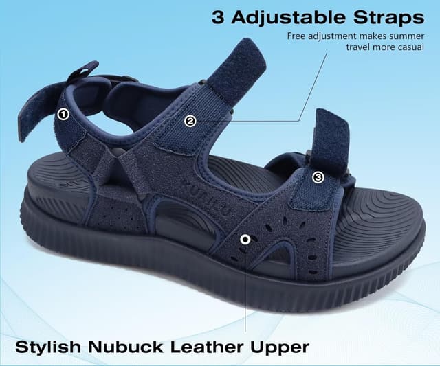 Detalle de KuaiLu Herren Wandersandalen – orthopädische Recovery Trekkingsandalen für Sommer & Outdoor (Gr. 40–48)