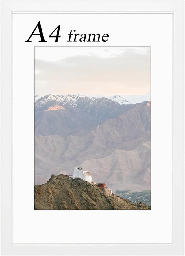 Detalle de RUN HELIX Bilderrahmen A4 Weiß (21×29,7 cm) mit bruchsicherem Acrylglas und Passepartout