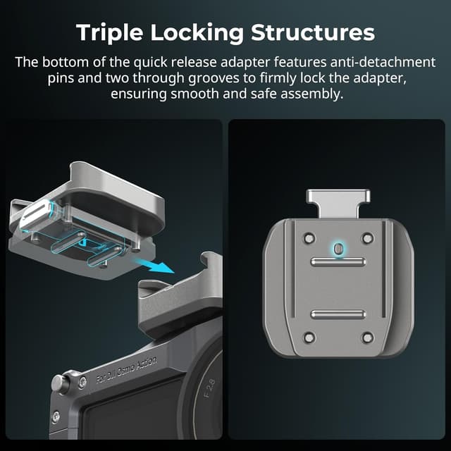 Thumbnail 3 de SMALLRIG Support à dégagement rapide QR-Slide avec cold shoe double direction et charge jusqu’à 800 g (HawkLock H18-4500)
