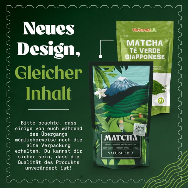 Detalle de NaturaleBio Matcha Tee Pulver Bio – Premium-Qualität, 1 kg aus Japan (Uji, Kyoto)
