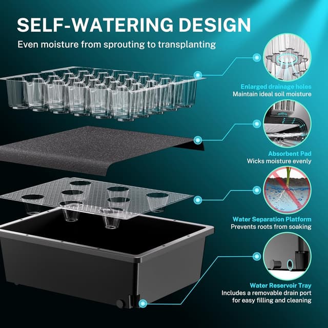 Detalle de HG Power Kit de semis intérieur avec mini serre chauffante 30 cellules et tapis chauffant