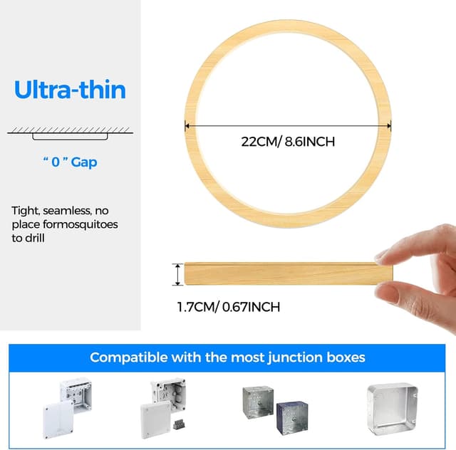 Detalle de Peasur LED-Deckenlampe flach 5-Farbtemperaturen (3000–6500 K), IP54, 18 W, rund