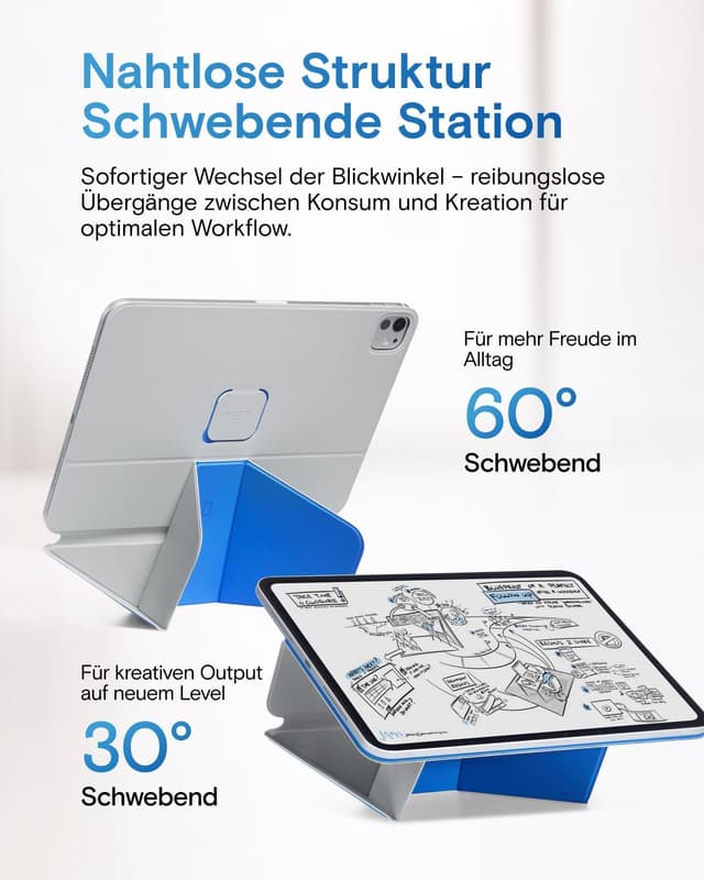 Detalle de MOFT Dynamic Folio Hülle für 11" iPad Pro (M4 2024/M5 2025) – schlanke Magnet-Hülle mit Ständer, Auto Wake/Sleep, Cement
