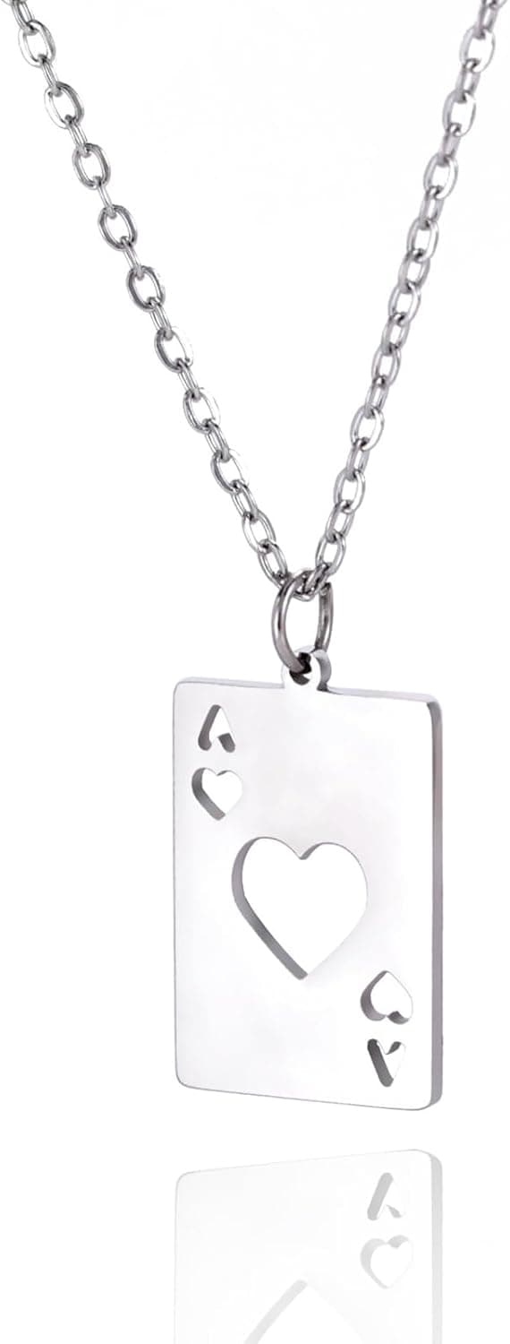 Detalle de VASSAGO Halskette mit Poker-Anhänger aus Edelstahl im Gothic-Hip-Hop-Stil