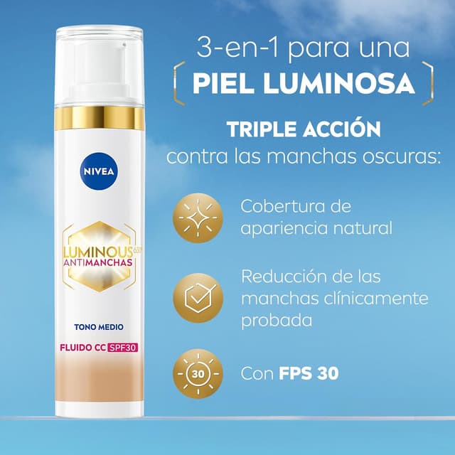 Thumbnail 1 de NIVEA Luminous 630 CC Fluido SPF30 ✨ Anti-manchas Tono Medio