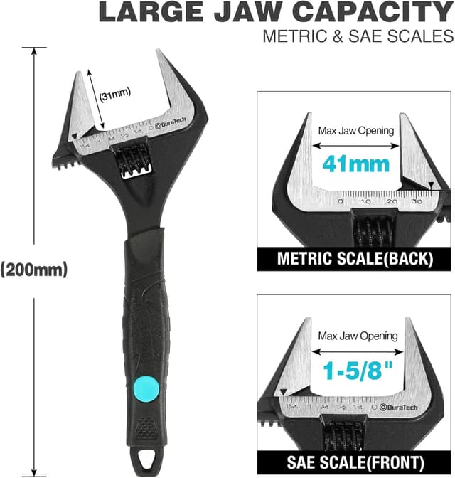 Thumbnail 1 de DURATECH 8-Inch Adjustable Wrench with Wide Jaw