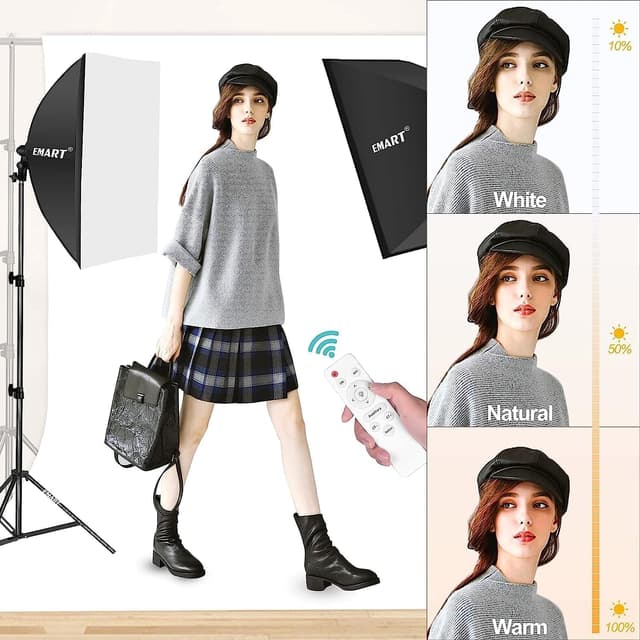 Detalle de EMART 50 x 70 cm Softbox-Set (85 W, dimmbar, 3000–6000 K) für Video & Fotografie