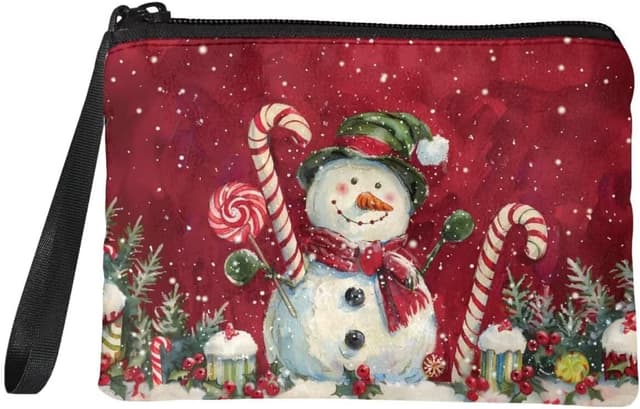 Detalle de Chaqlin women’s coin purse flannel mini wallet pouch (grey wolf print) with wrist strap