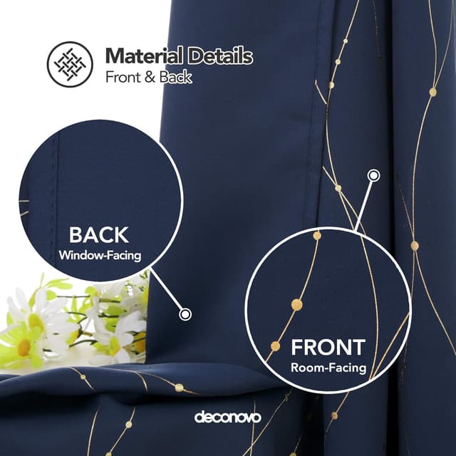 Thumbnail 2 de Deconovo 63 Inch Navy Blue blackout Curtains