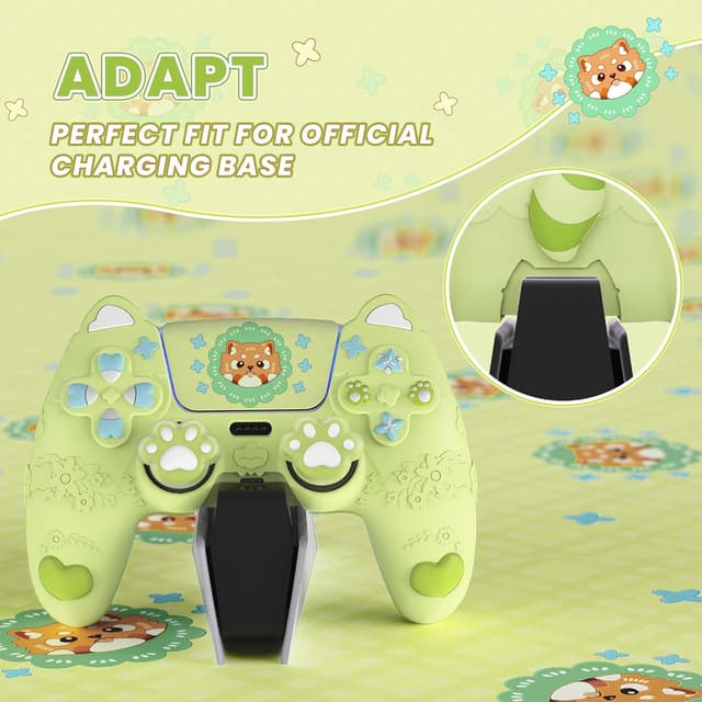 Detalle 2 de playvital PlayVital Cute Spring Lesser Panda Silicone Cover for PS5 Controller (anti-grip, shockproof skin)