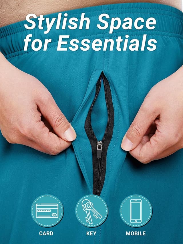 Detalle de Arcweg Men’s Plus Size Long Swim Shorts with Compression Liner & Zipper Pocket (2XL–6XL)