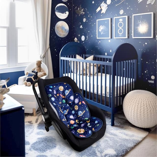 Thumbnail 6 de Hooyax baby car seat head support cushion (2 in 1) for newborns – breathable mesh & detachable headrest, Blue Space