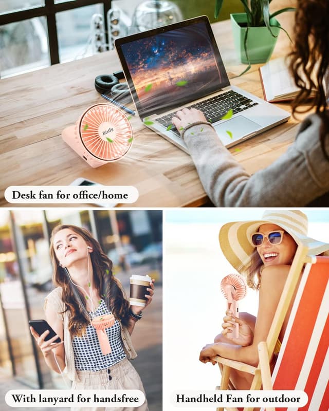 Detalle 2 de Bistfy ventilatore portatile ricaricabile 5200mAh ultra silenzioso con display LCD e USB-C