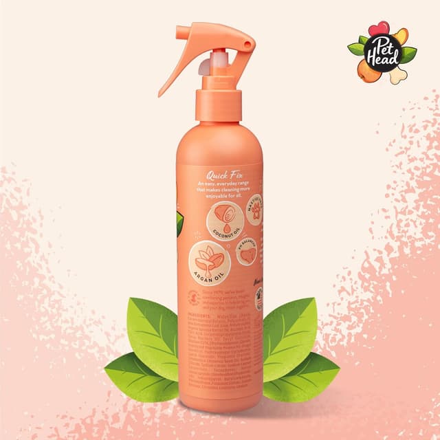 Detalle 2 de Spray désodorisant pour chien Pet Head Quick Fix à la pêche, 300 ml