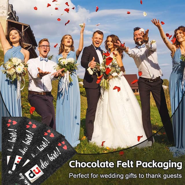 Thumbnail 6 de Adiwo 24 Stück Filz-Gastgeschenkbox „Schön dass du da bist“ als Hülle für Schokolade & kleine Mitbringsel (ohne Schokolade)