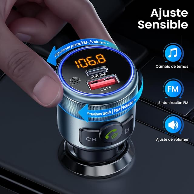 Detalle 2 de GizmoVine Transmisor FM Bluetooth Coche 48W