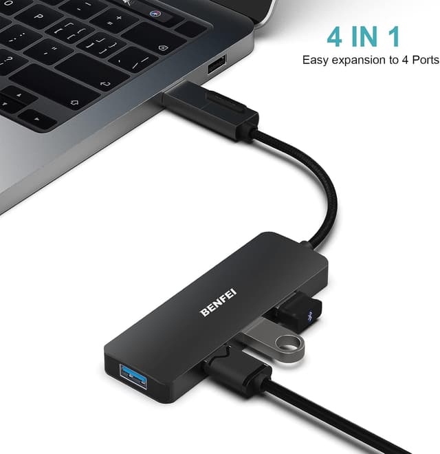 Detalle de BENFEI Hub USB 3.0 con 4 porte
