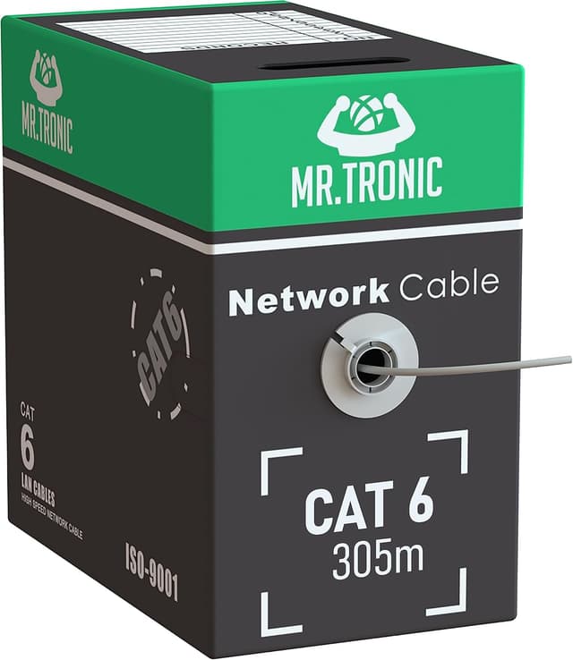 Detalle de Mr. Tronic Cat6 Bulk Cavo Ethernet UTP 305 m: LAN Cat 6 per rete fino a 1 Gbps e 250 MHz