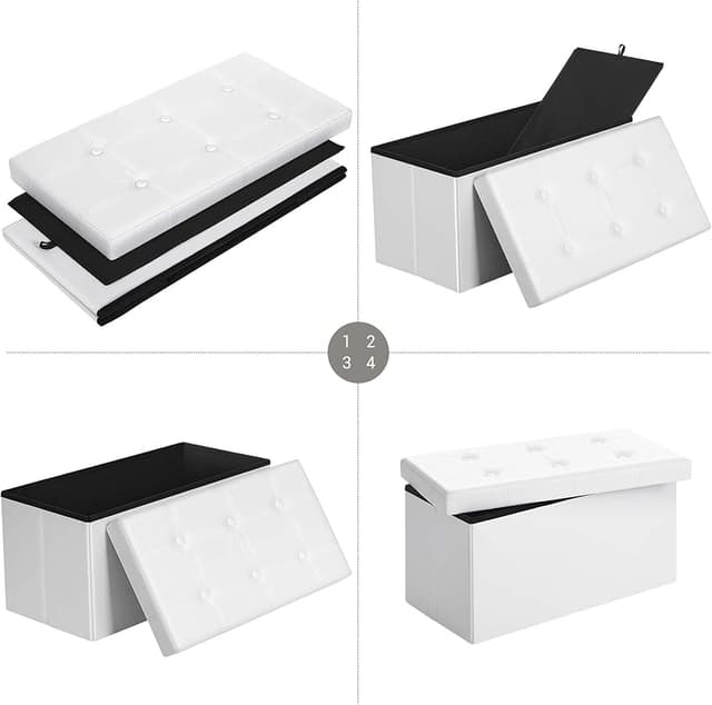 Thumbnail 5 de SONGMICS Puff Almacenaje Blanco: Banco Multifuncional y Elegante 🛋