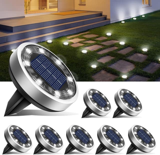 Detalle de btfarm Set da 8 luci solari da giardino con LED interrati IP65 (bianco freddo)