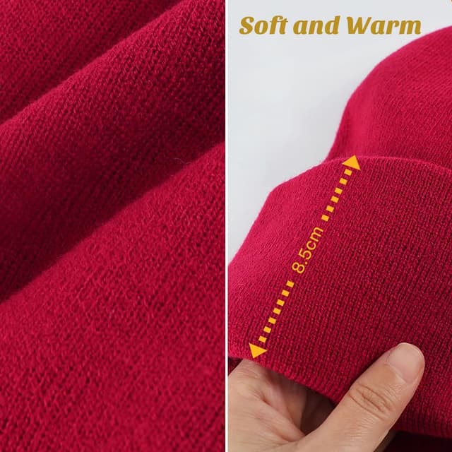 Detalle de Malaxlx satin-lined knit beanie hat – soft warm slouchy winter skull cap