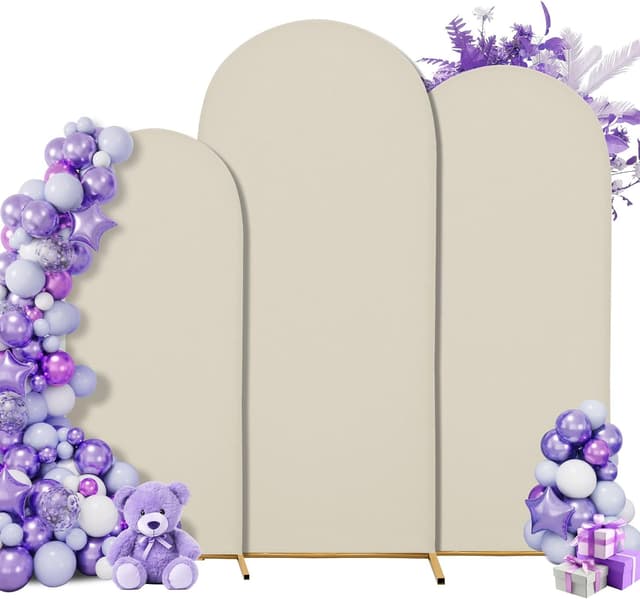Detalle de Wedding Arch Cover Spandex Arch Backdrop Set of 3 Off-White