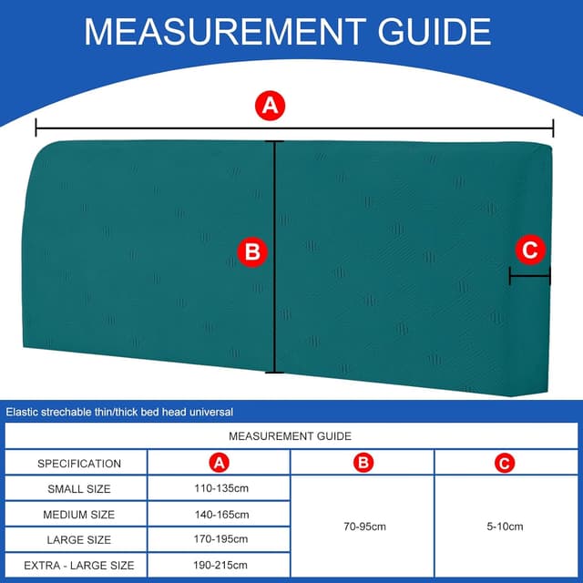 Detalle de Ystyle copri testiera letto matrimoniale/singolo elasticizzato 150 cm blu pavone