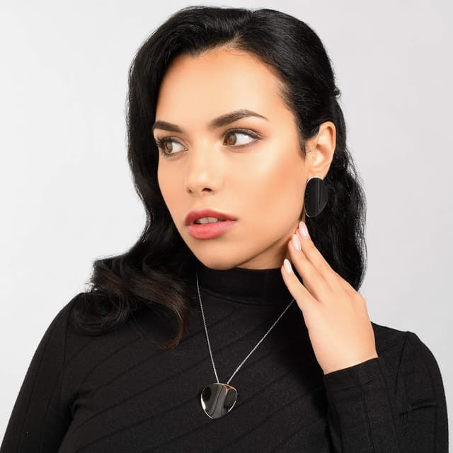 Detalle 2 de Namana Grandes boucles d’oreilles effet miroir pour femme (40 mm) en acier inoxydable ou plaqué or