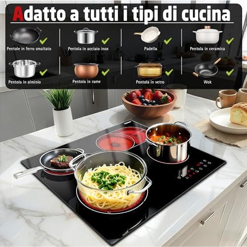 Detalle 2 de Karinear placa vitrocerámica encastrable de 4 fuegos (60 cm) con temporizador y 6600 W