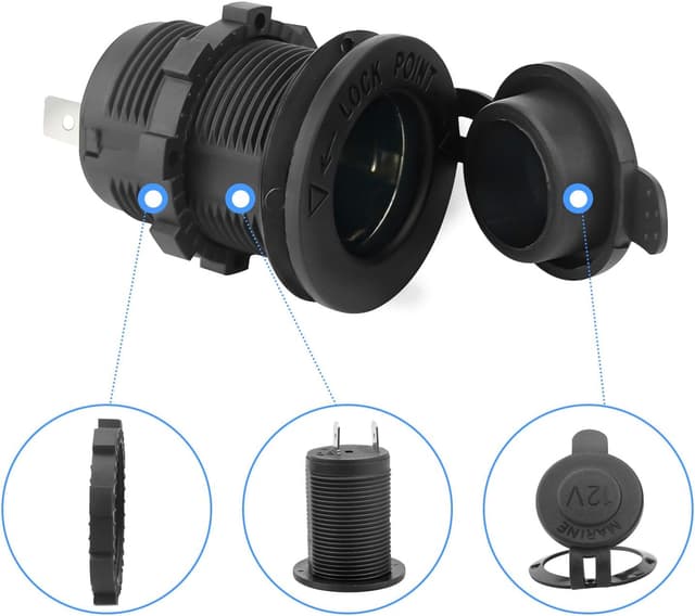 Thumbnail 6 de 12V wasserdichte Steckdose für Zigarettenanzünder (Marine Grade) mit 60 cm Kabel – 2er-Set