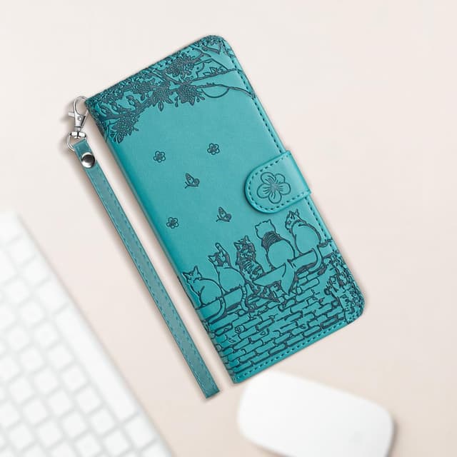 Thumbnail 6 de Butnyeoe Handyhülle für Samsung Galaxy S24 FE – Klapphülle im Wallet-Case-Stil mit Magnetverschluss, Kartenfächern und Standfunktion (blau-grün)