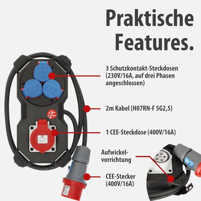 Detalle 2 de Brennenstuhl Stromstation 16A 2m H07RN-F