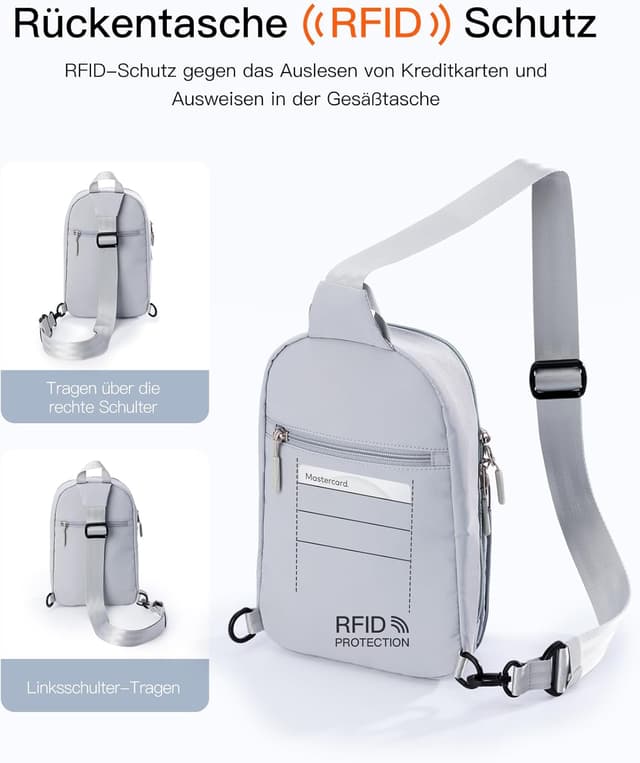 Detalle de Inateck Sling Bag X-Row – leichte Herren-Umhängetasche mit spritzwassergeschütztem Material für Wandern & Reisen