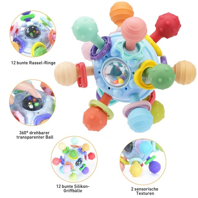 Detalle de Beißspielzeug Baby Greifball aus Silikon 10,5 cm