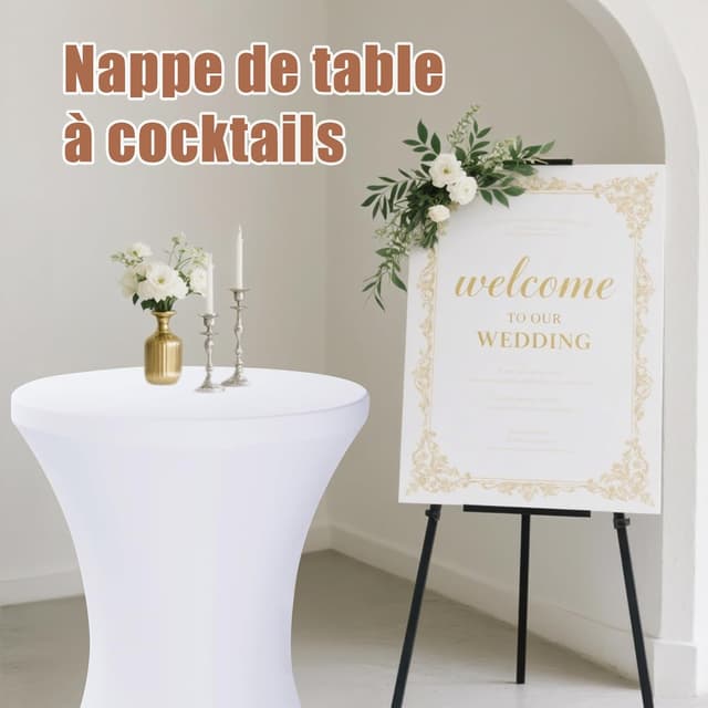 Detalle de SUKAIKEQA dehnbare elastische Tischdecke für runde Tische (70 × 75 cm, weiß)