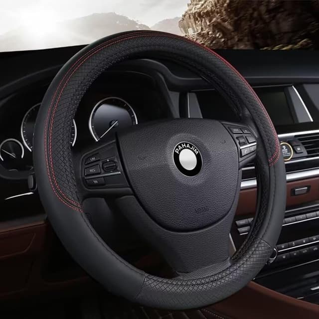 Thumbnail 6 de PU leather anti-slip steering wheel cover (37–38cm) by Pahajim