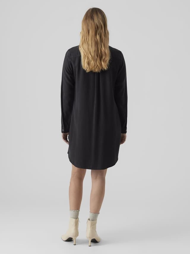 Detalle de VERO MODA VMSIGGA Jeanskleid für Damen (Maternity) – kurzes Hemdblusenkleid mit Knopfleiste