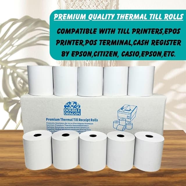 Detalle 2 de Double Dragon 80 x 80 mm thermal receipt rolls 🧾