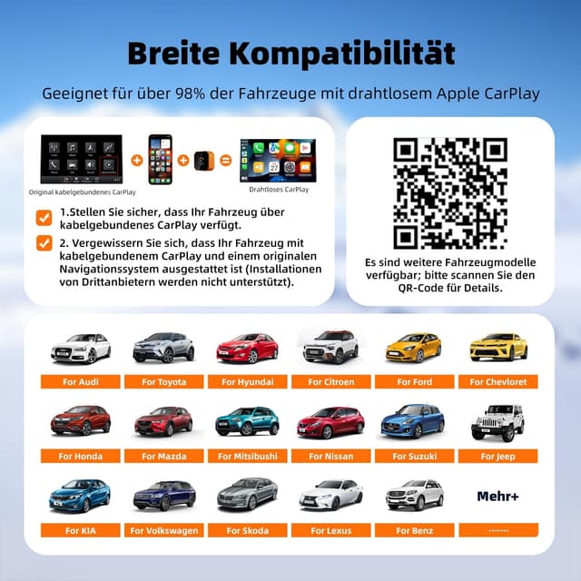 Thumbnail 6 de MYCIMRE Adaptateur CarPlay sans fil 2026 (Wi‑Fi 5,8 GHz, USB-C/USB, iPhone 6+ iOS 10+)