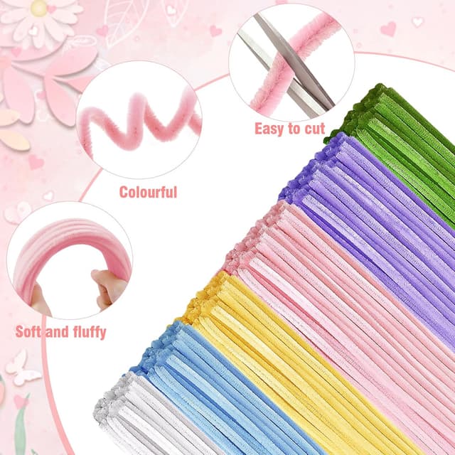 Detalle de Epaing Pfeifenputzer Blumen-Set für DIY, 400 Stück in 6 Farben